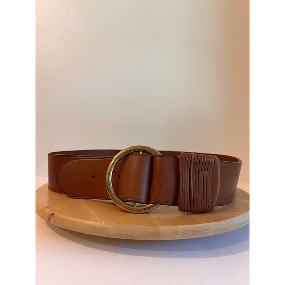 Ralph Lauren Thick Tan Genuine Leather Round Wrap Buckle Belt Size XL main image 10